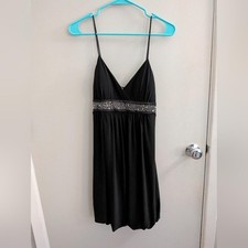 Papaya Black Cocktail Dress LBD Rhinestone Accents Bubble Hem Fancy Lux Party