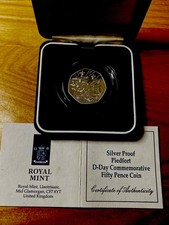 1994 D-Day Landings Piedfort 50p Silver Proof Coin Box( 25g Fine Silber)
