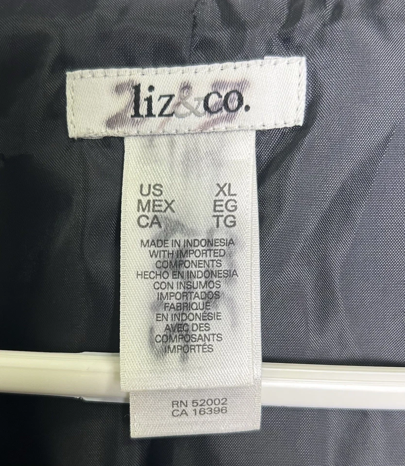 Liz Claiborne Black White Gingham Check Double Breasted Blazer Jacket XL  Womens - Image 4 of 4