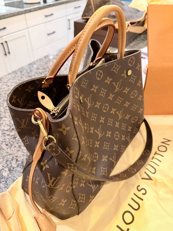 Louis Vuitton Montaigne наплечная сумка GM коричневый холст отличном состоянии! - Изображение 4 из 4