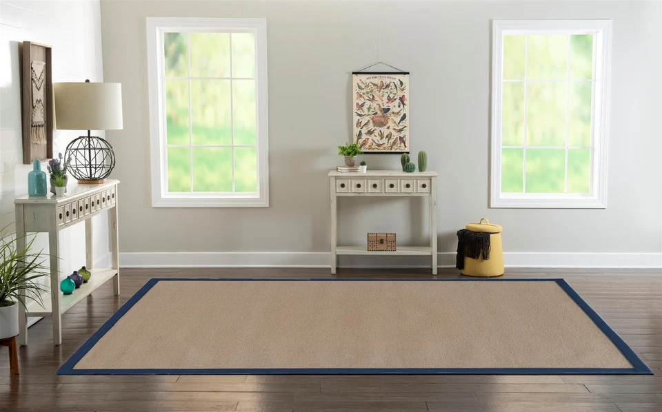 Linon Athena Machine Tufted Wool 8'x11' Rug in Cork and Blue - Image 3 of 4