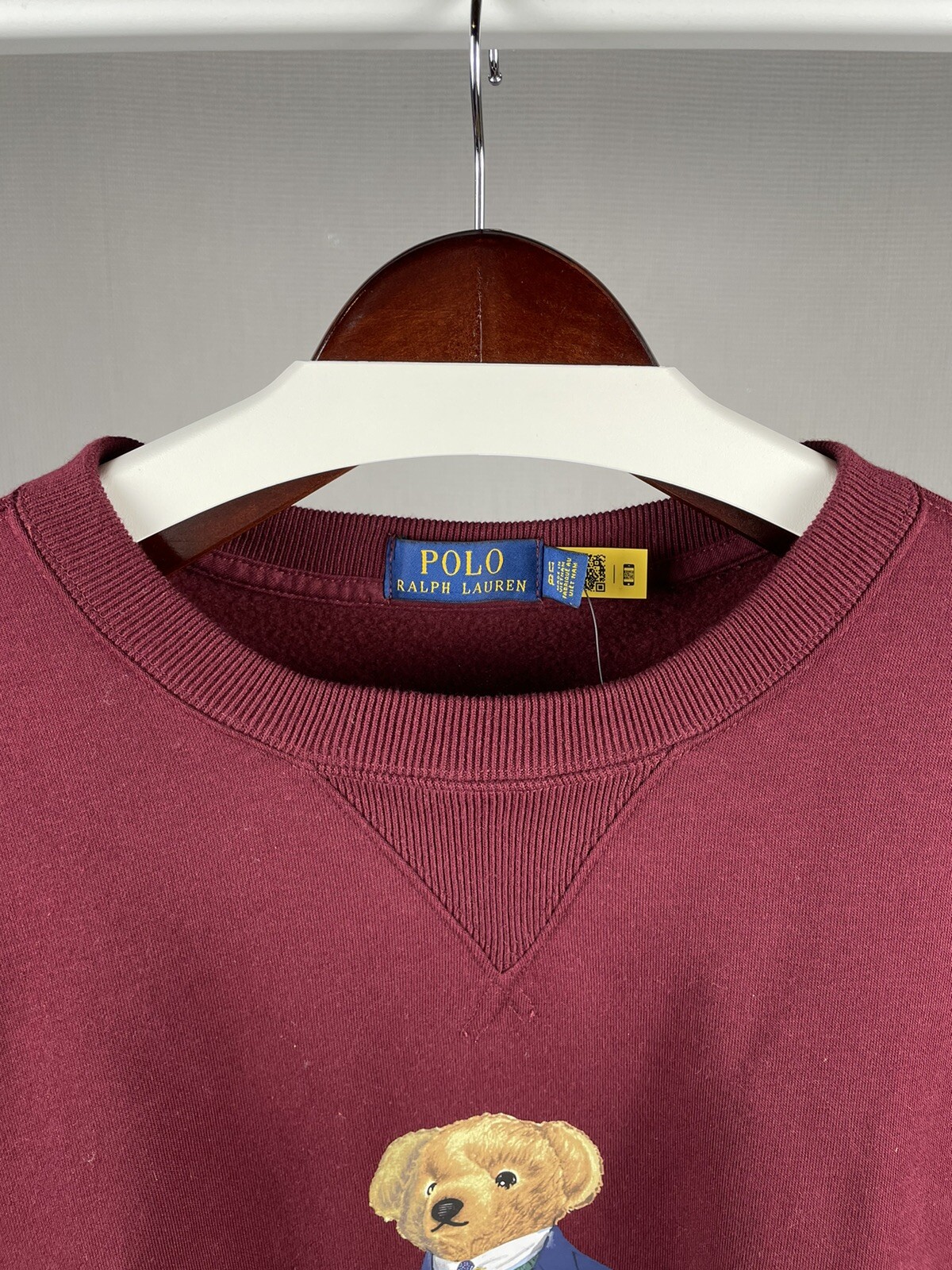 PONY POLO RALPH LAUREN Felpa uomo grande e alta borgogna polo orso nuovo con etichette