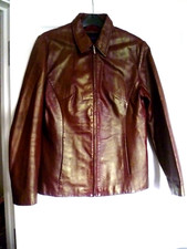 Ladies 020 Wallace Sacks Leather Jacket Burgandy Size 10