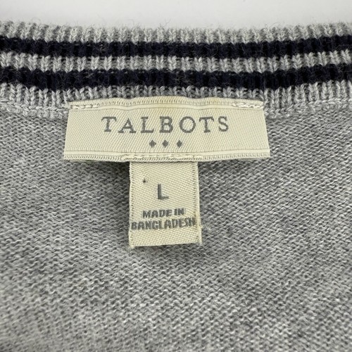 Talbots Gray Sweater LG Frenchie Sailor Dog • 3/4 Sleeve • Pullover Cotton • EUC - Picture 7 of 8