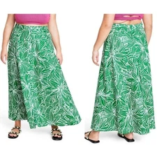 TABITHA BROWN FOR TARGET SIZE LARGE GREEN WHITE FLORAL PRINT MAXI SKIRT ‼️AS-IS 