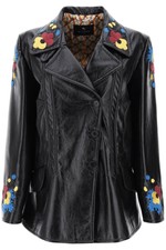 Etro Jacket In Patent Faux Leather With Floral Embroideries Size 42