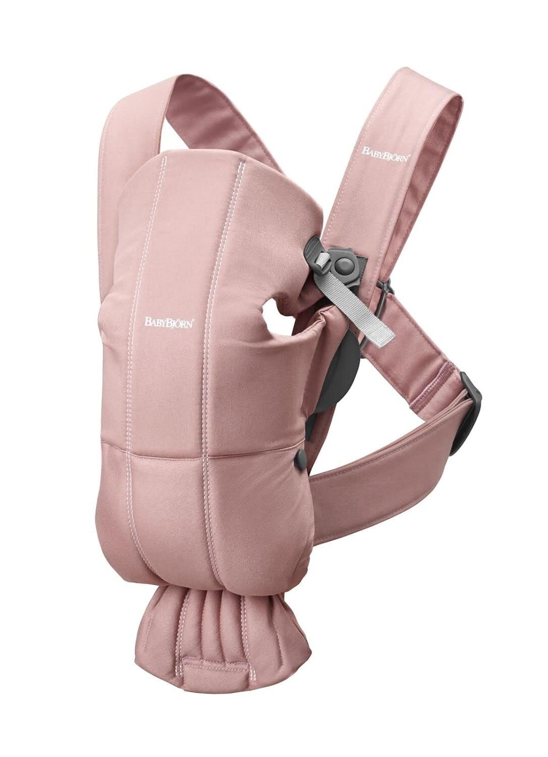 BabyBjorn Baby Carrier Mini Woven Cotton Machine Washable Dusty Pink Adj Straps-image