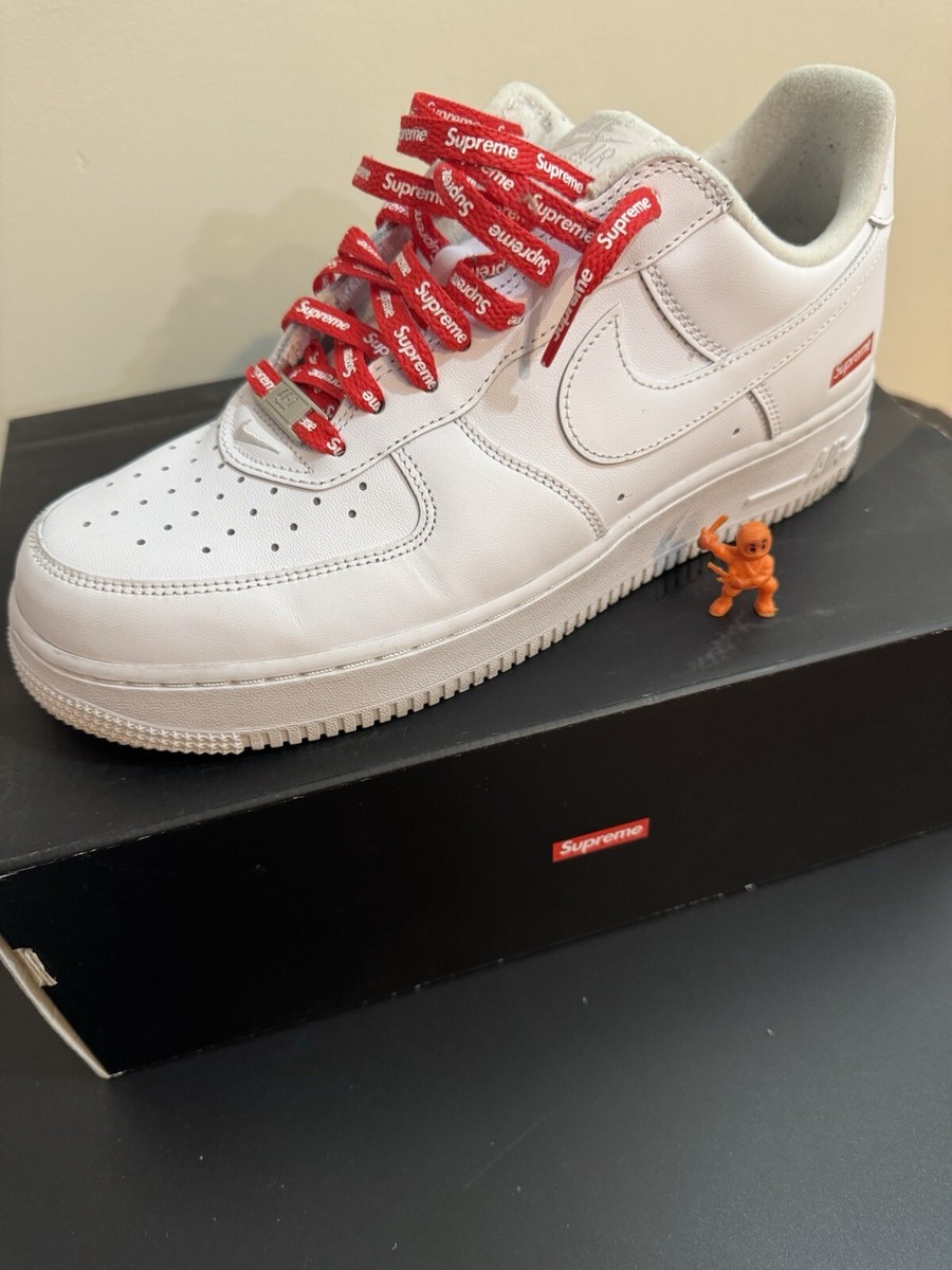 Supreme × Nike Air Force 1 Low White US9 Nike Sneakers Air Force 1 x Men's Size 9 White Low Supreme | eBay