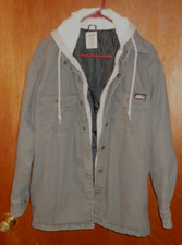 Dickies Work Coat Jacket Men's M 38-40 Gray Hoodie Canvas Full Zip Snap Lined