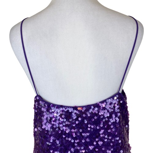 LEYDEN Pailletten Camisole Top Lila Pailletten Kleine Spaghettiträger Damen Neu - Bild 5 von 8