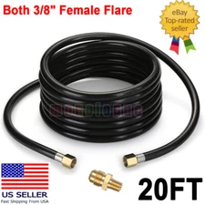 20FT Propane Hose Assembly & Both 3/8" Female Flare for Gas Grill Pipe Fitting