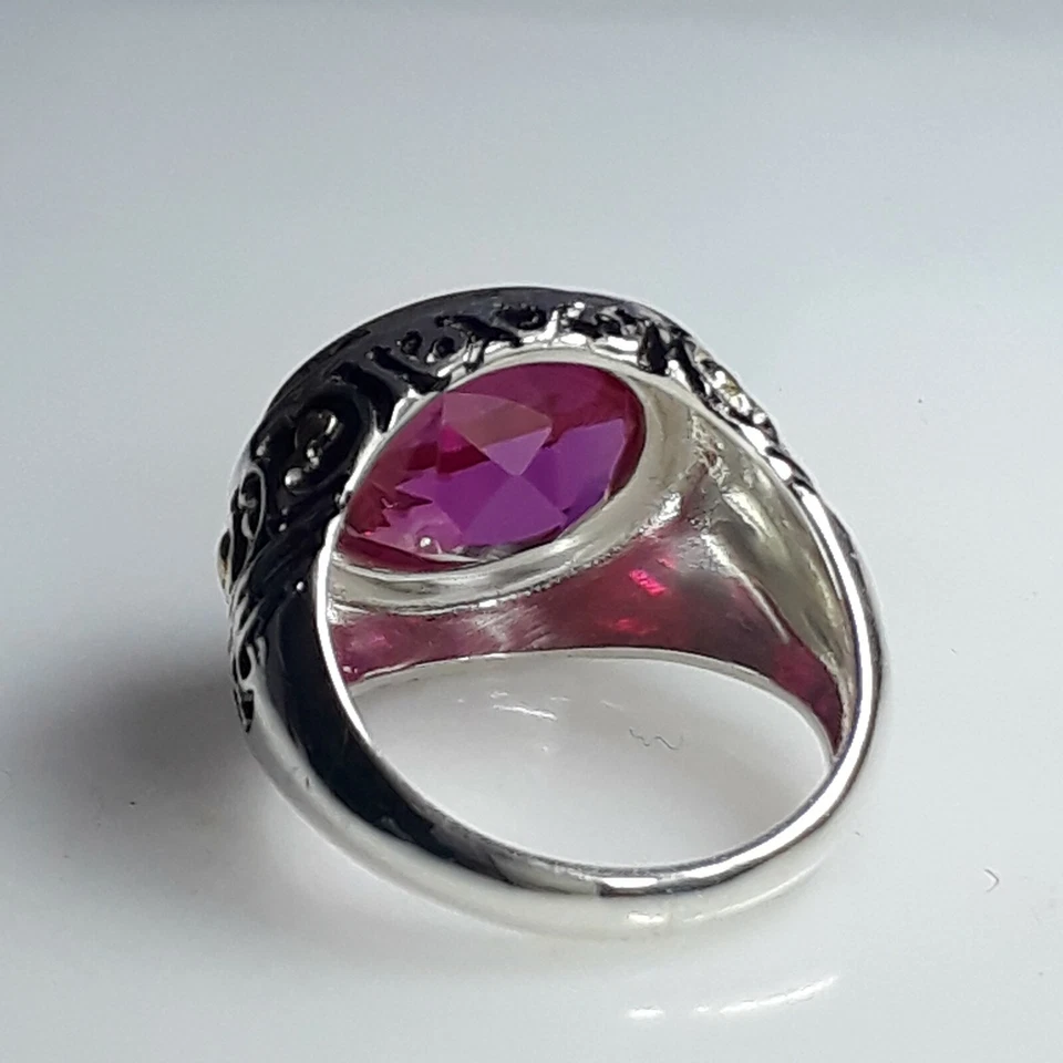 6.25 Carat 925 Sterling Silver, Handmade Ring , Ruby Unisex Ring - Image 4 of 4