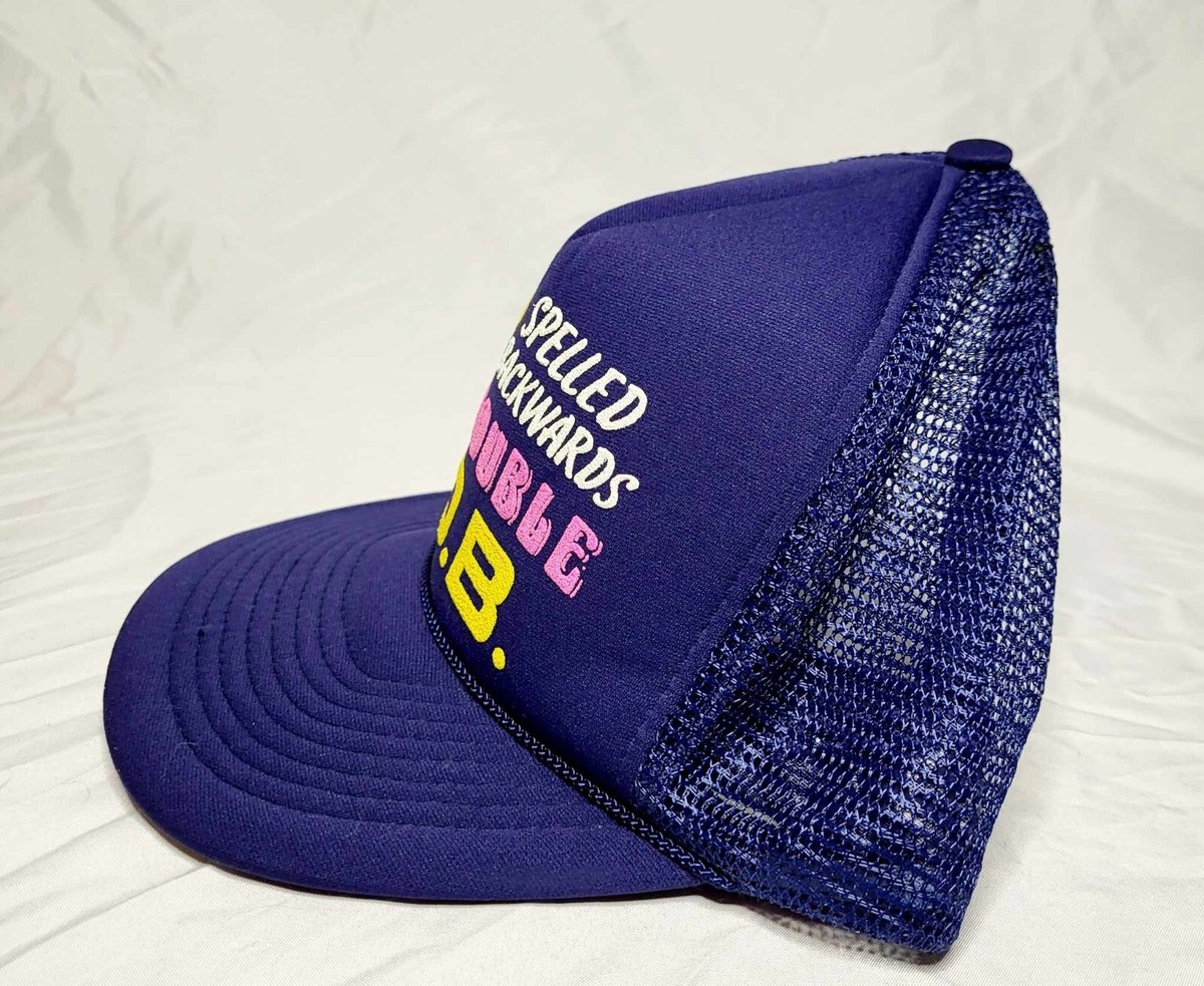 Vintage Boss Spelt Backwards Script Snapback Hat Mesh Trucker