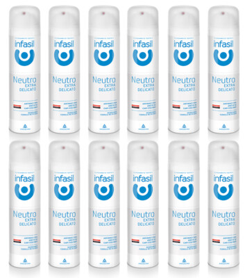 12 Stück INFASIL HOMME NEUTRAL Extra Sanft Deodorant Anti-Schweiß Spray 150ml