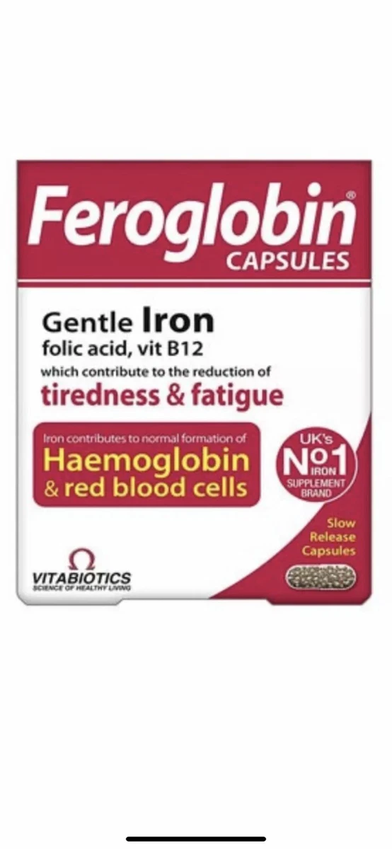 Vitabiotics Feroglobin Gentle Iron B12 Folic Acid 30 Tablets slow Release Pills