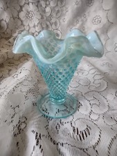 Vintage Fenton Hobnail Aqua Blue Small Vase