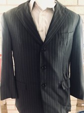 Hickey Freeman Loro Piana Men's Sport Blazer Dark Gray Charcoal Stripes 43