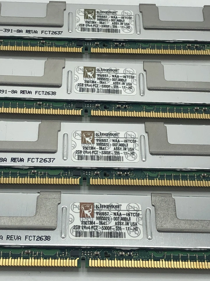 8GB (QTY4x2GB) Kingston 9W657-NAA-INTC0F PC2-5300F 2Rx4 ECC BUFFERED FBDIMM SHIP - Image 2 of 4