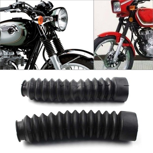 2pc Universal Motorcycle Black Rubber Front Fork Dust Cover Boots Shock ...
