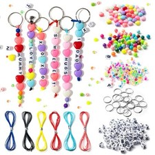 286Pcs DIY Keychain Making Crafts Kits Adjustable Black Letter Keychain 286pcs