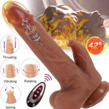 9" Thrusting Rotation Huge Dildo G-Spot Vibrator Heated Massager Women Sex Toys