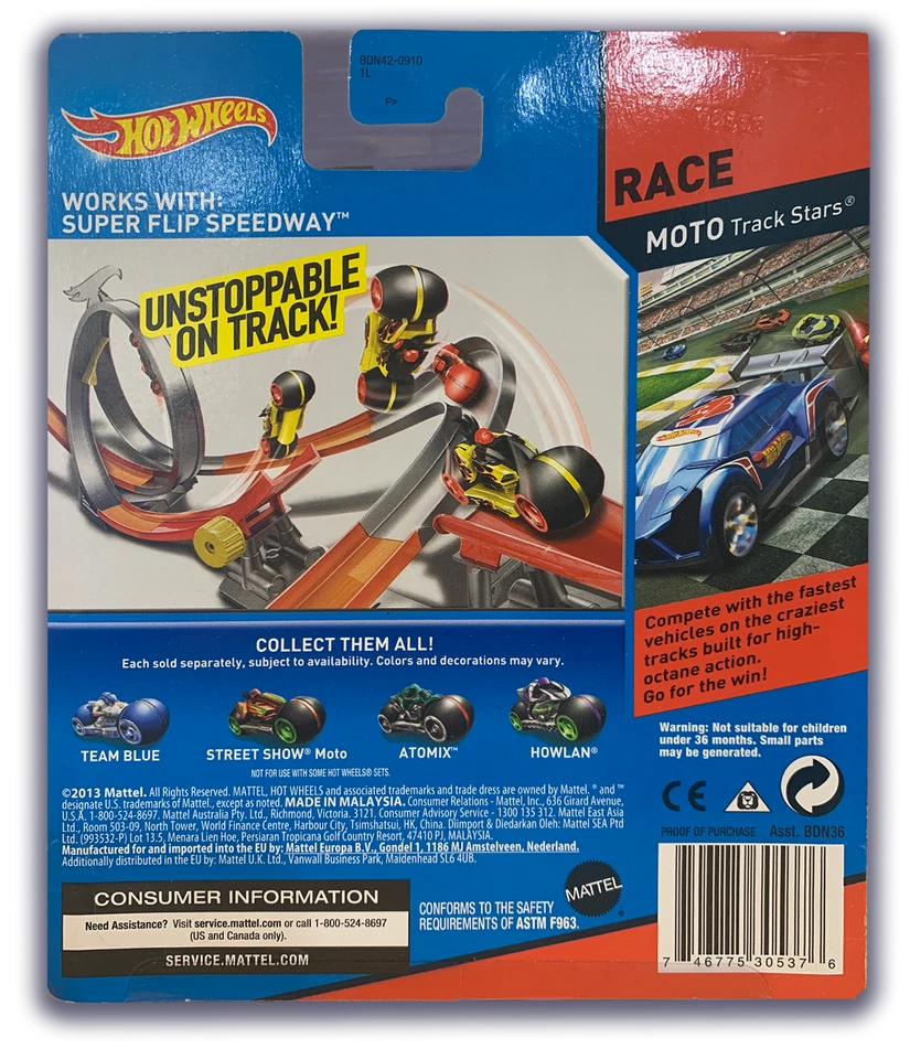 Hot Wheels Moto Track Stars Team Blue - Very Rare in Pristine Condition! - Image 2 of 3