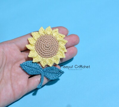 Set 12 Pcs Crochet Sunflower and Leaves Appliqué Embellishment