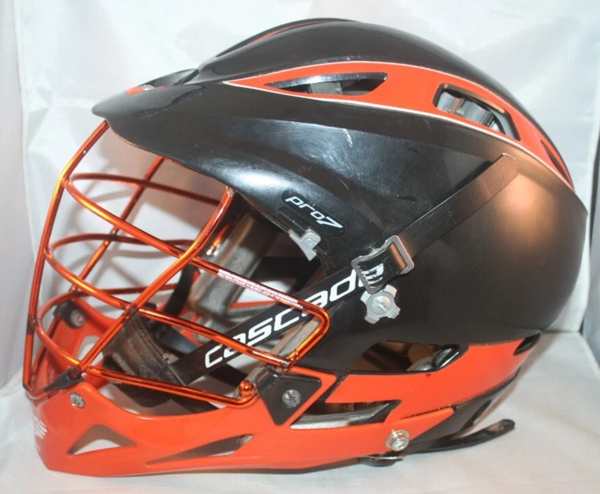 Cascade Pro 7 Lacrosse Helmet MLL Orange and Black with Chinstrap - Pre-Owned - Image 4 of 4