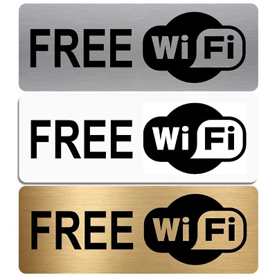 Alu Schild-Free WiFi-Metall-Tür Hinweis Sicherheit Büro Geschäft Cafe Kneipe Internet