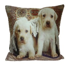 Cushion cover reversible pillow 2 puppies 45 x 45 cm New