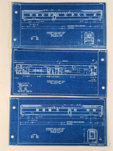 Pennsylvania PRR Dining Lounge 4615 Budd Passenger Car Class D85D Diagrams 1953 - 第 1/4 張圖片