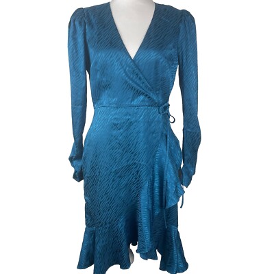 Majestic Dress Kookai Green Wrap Dress Lulus Flair For Drama Teal Blue  Satin Jacquard Faux Wrap Midi Dress Size M