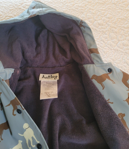 HATLEY CHILDS RAINCOAT WITH HOOD LINED LIGHT BLUE LABRADOR DOG PATTERN SIZE 6 - Picture 16 of 16