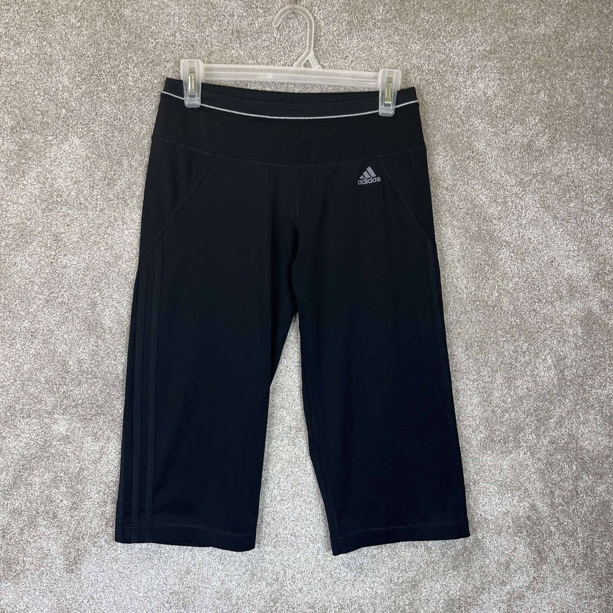 Adidas Pants Womens Small Black Knee Length Pull On Elastic Waist- 6417 |  eBay