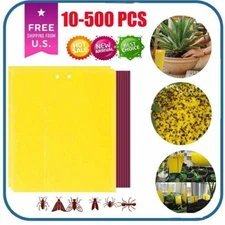 10-500Pcs Sticky Fly Trap Paper Yellow Traps Fruit Flies Insect Glue Catcher US