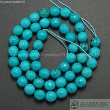 Natural Turquoise Gemstone Faceted Round Beads 2mm 3mm 4mm 6mm 8mm 10mm 16"