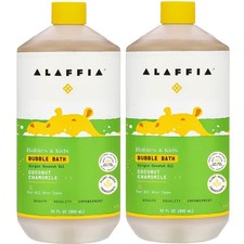 Alaffia Babies Kids Bubble Bath - Gentle, Plant-Based, Coconut Chamomile - 2x16o