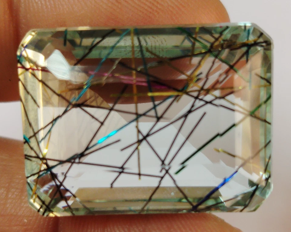 AAA+ Large Rutilated Quartz 74.40 Ct. Emerald Cut Loose Gemstone Gift for Women - Image 3 of 4