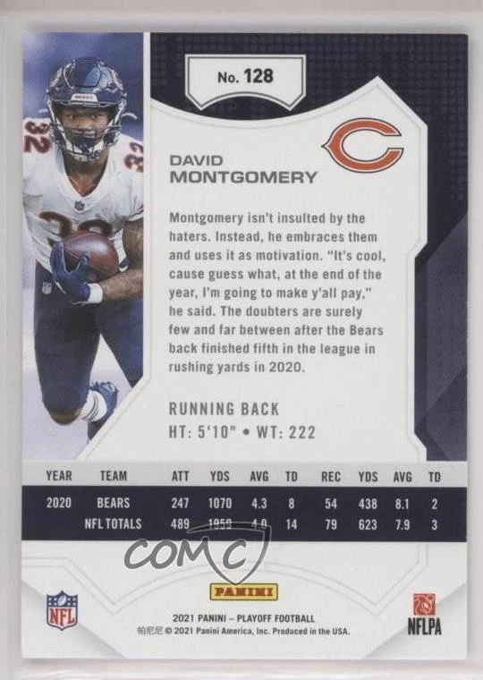 2021 Panini Playoff David Montgomery #128 - Image 2 of 2