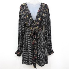 Free People Wonderland Mini Dress Women's L NWT Fairy Grunge Boho Button Front