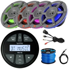 BayBoat: Infinity Marine Receiver, 4x 6.5" 300W RGB LED Speakers, Antenna, Wire