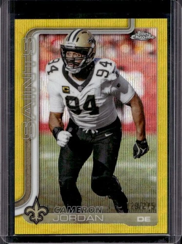 2025 Topps Chrome Cameron Jordan Yellow Wave Refractor #/275 Saints