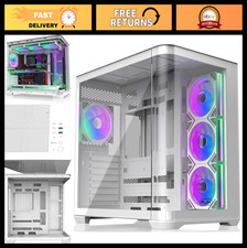 Mid-Tower E-ATX Gaming PC Case, Curved Tempered Glass, 4x120mm ARGB Fans, High-A