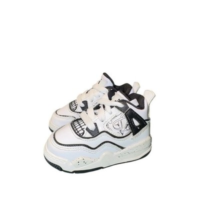 Jordan 4 Retro DIY White Black Toddler Sneakers DC4102-100 Size 4C
