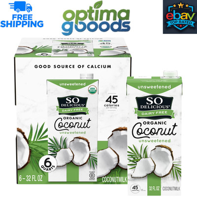So Delicious Unsweetened Organic Coconut Milk, 32 fl. oz., 6 Pack Dairy Free