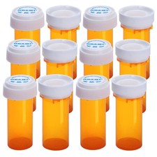 Plastic Empty Pill Bottles with Double Sided Use 8 Dram, Orange Transparent