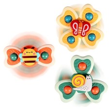 ALASOU 3PCS Suction Cup Spinner Toys for Baby  Toddler - Ages 1-3 Yr Boy Girl