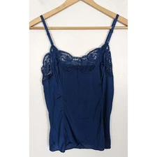Vintage Wonder Maid Size 34 Navy Blue Camisole Lace Silky Nylon