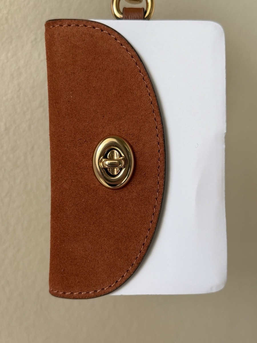 NEW COACH 1941 TURNLOCK MIXED SUEDE/LEATHER SADDLE CARD CASE BAG