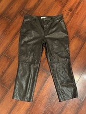 Mango Size 14 Women’s Faux Leather Straight Leg Pants EUC